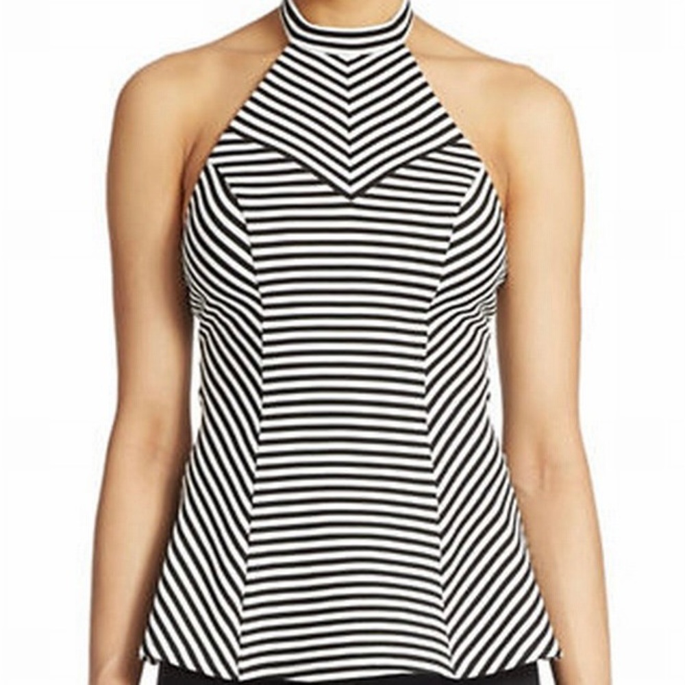 Guess Striped Peplum Halter Top
